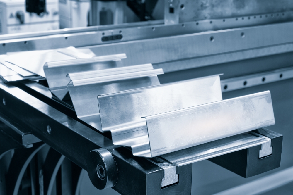 Metal,products,bent,on,a,bending,machine.,factory,made,products.